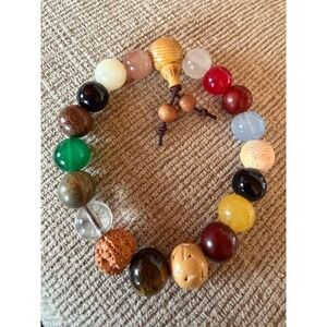 Beaded Bracelet Buddhist 18 seed Bodhi Mixed Stone Wood Jewelry buddha Good Luck